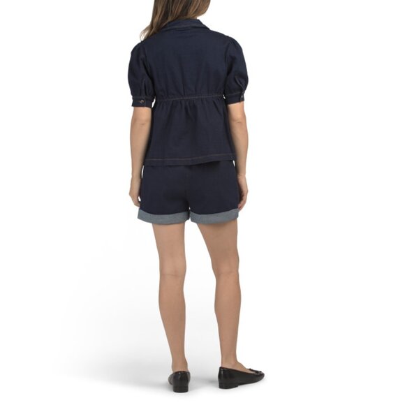 SUNDAY EDITION Denim Denim Top And Shorts Set - Picture 2 of 2